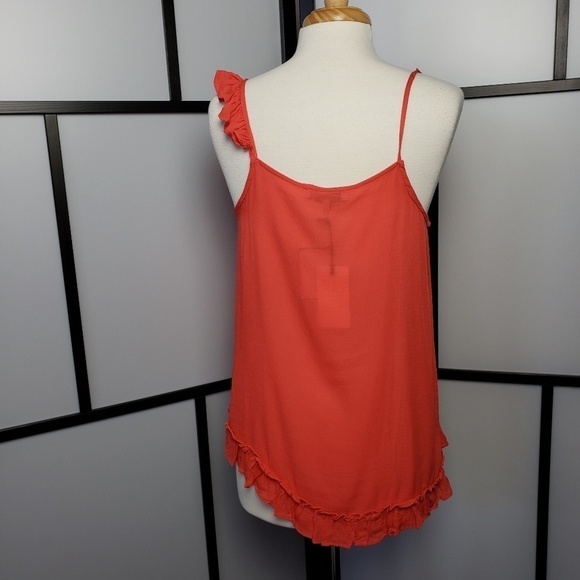NWT RO & DE coral asymmetric ruffled tank - Picture 4 of 7